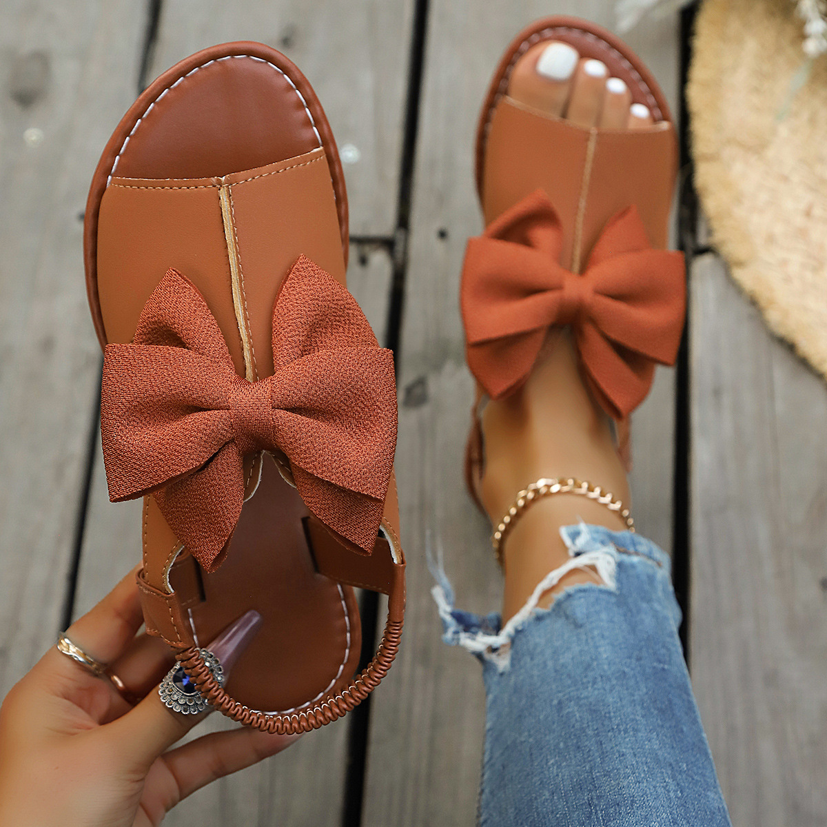 Open Toe Bow Sandals