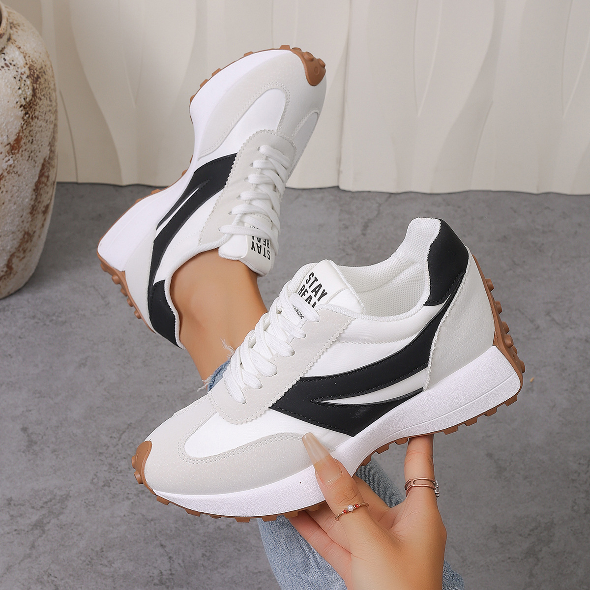 Color‑Blocked Platform Casual Sneakers