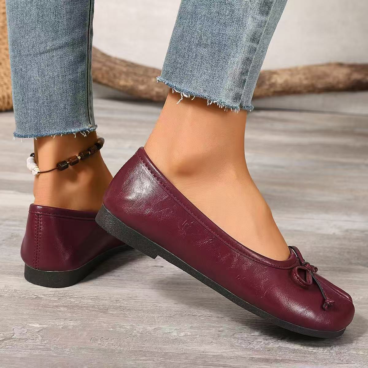 Bow Decor Split Toe Slip-Ons