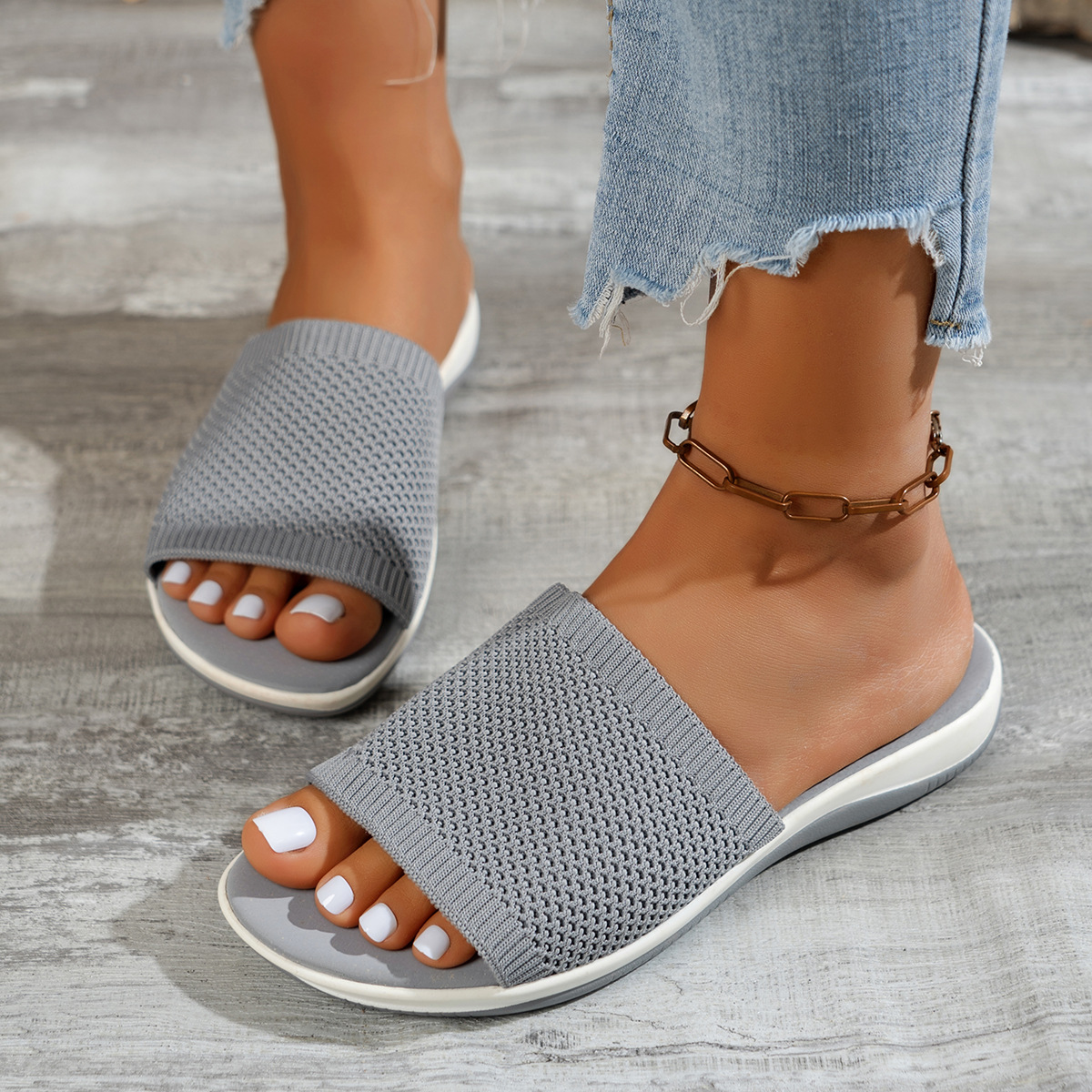 Open Toe Knit Sandals
