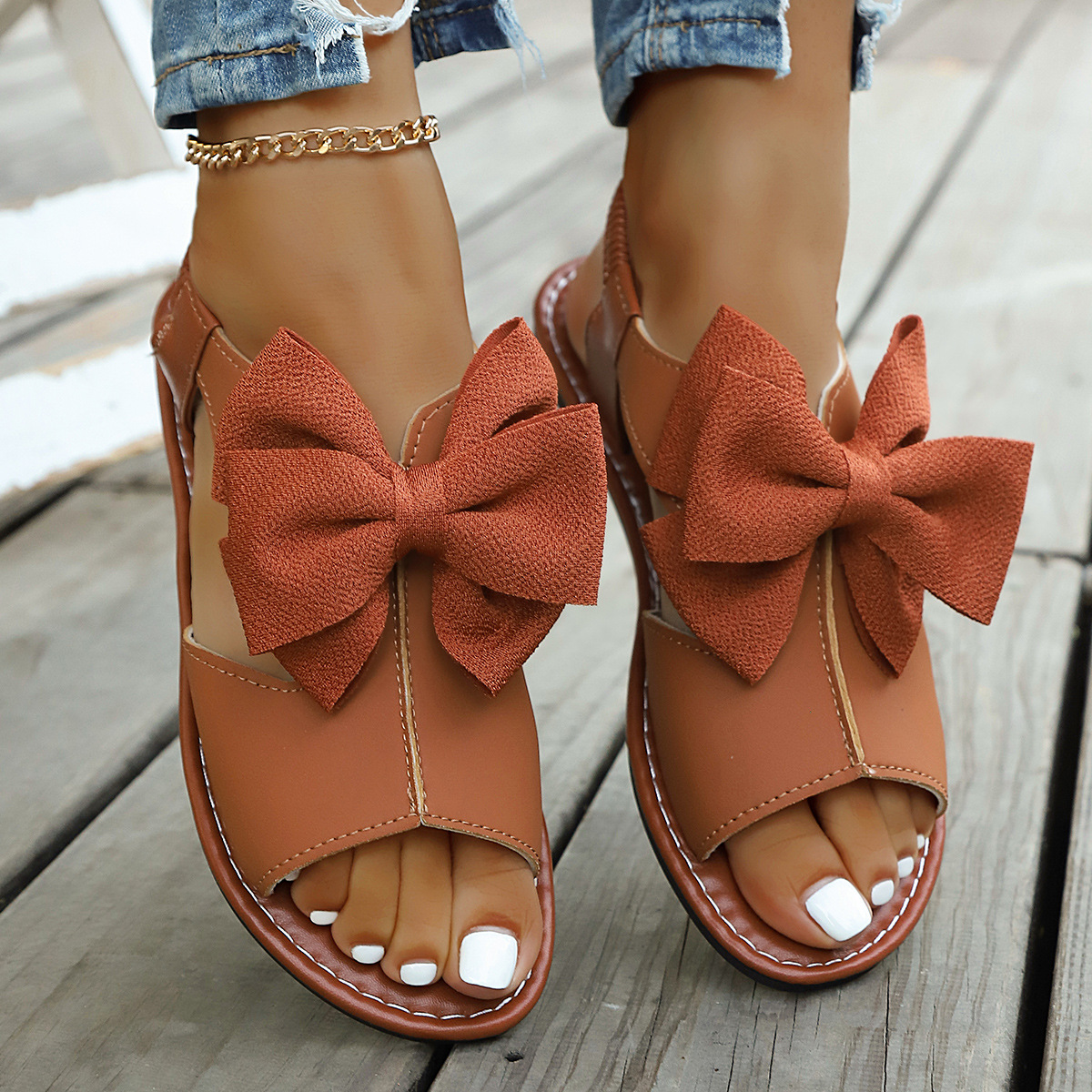 Open Toe Bow Sandals