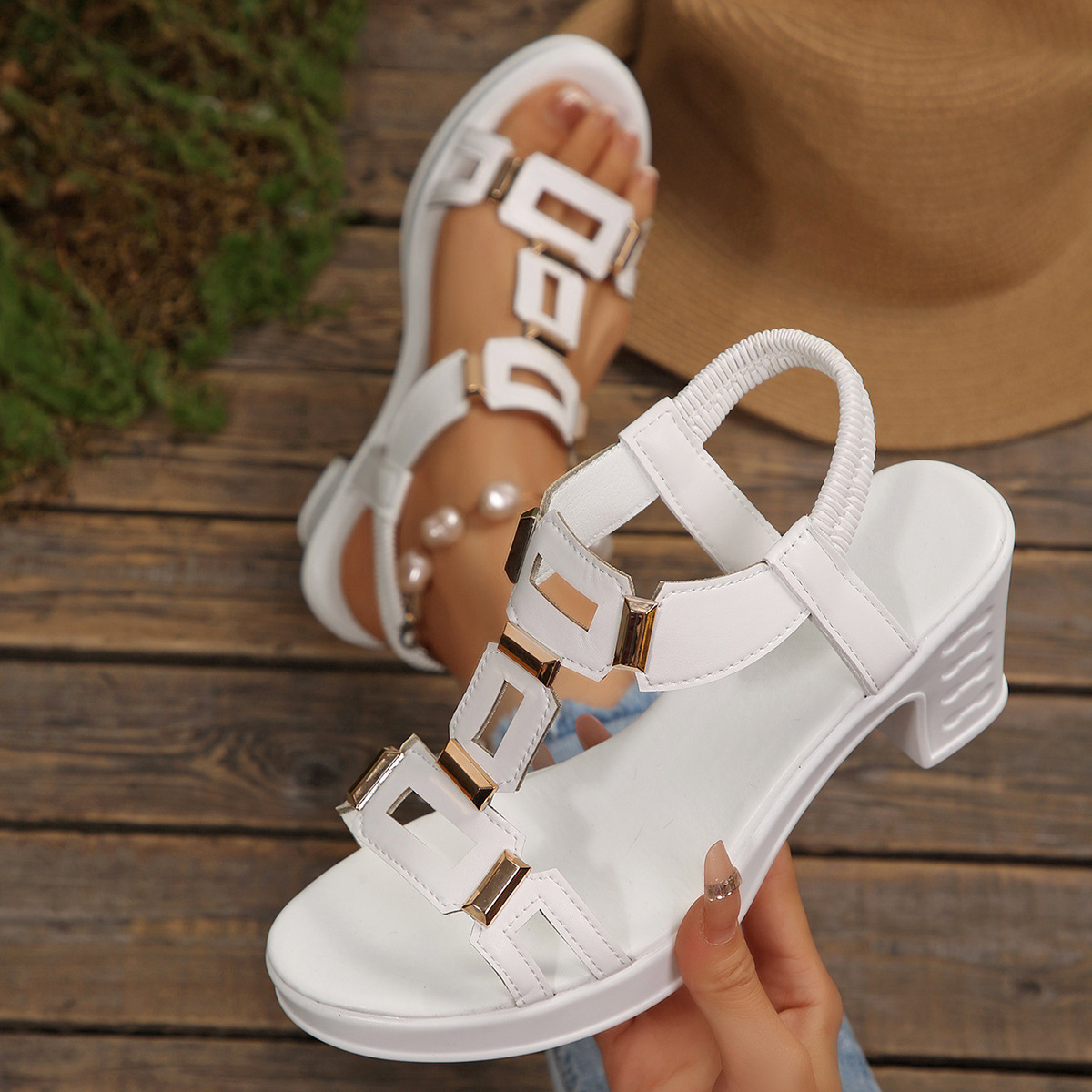 Open Toe Block Heels Sandals