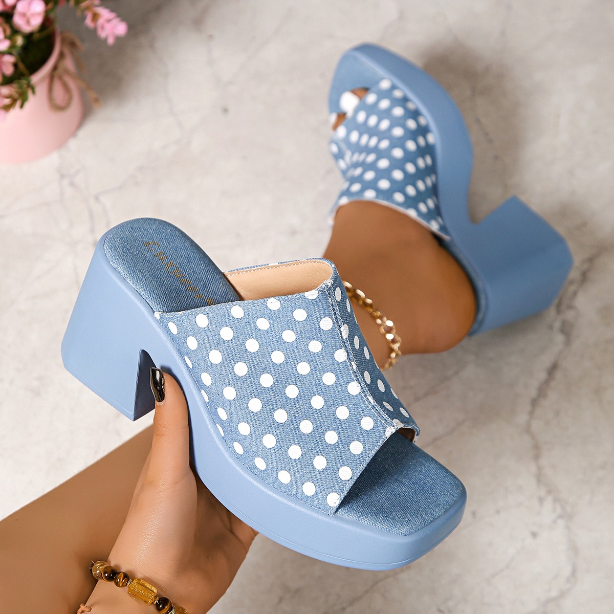 Open Toe Block Heels Sandals