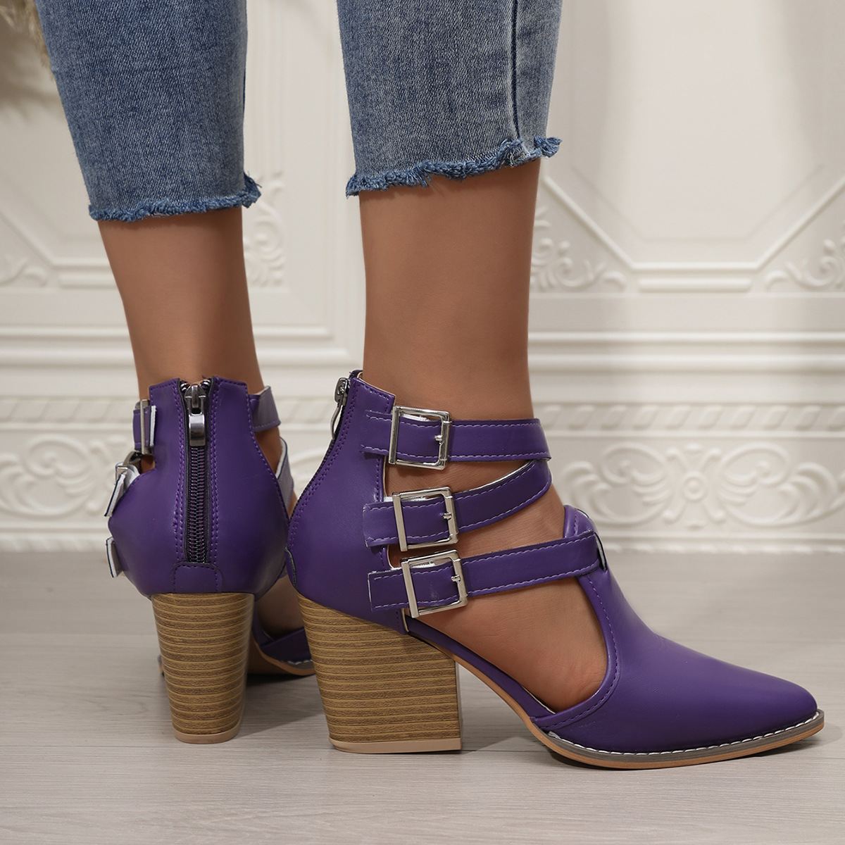 Point Toe Block Heels Pumps