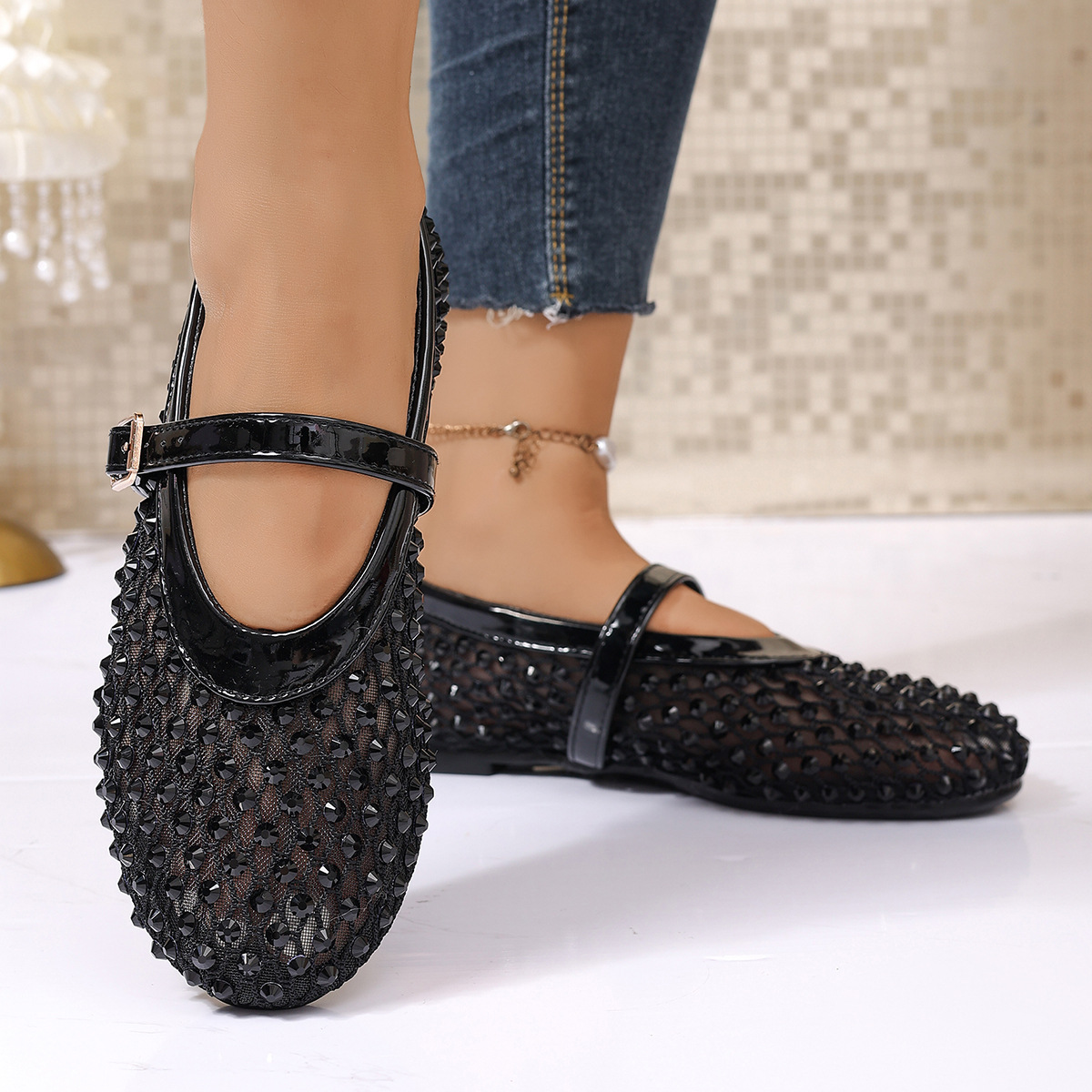 Sparkling Mesh Mary Jane Sneakers