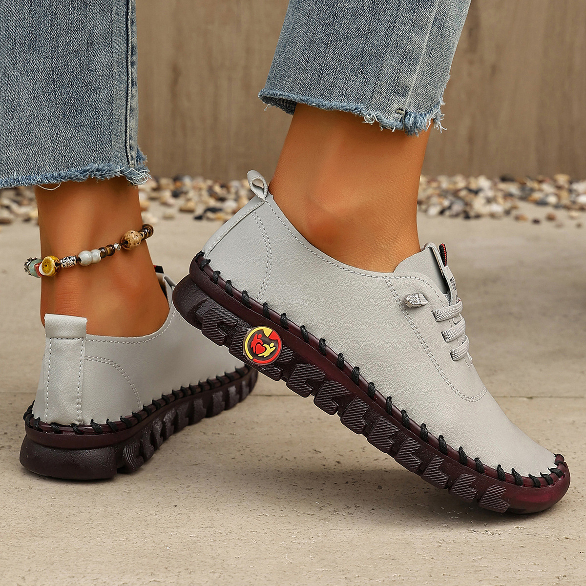 Round Toe Lace Up Sneakers