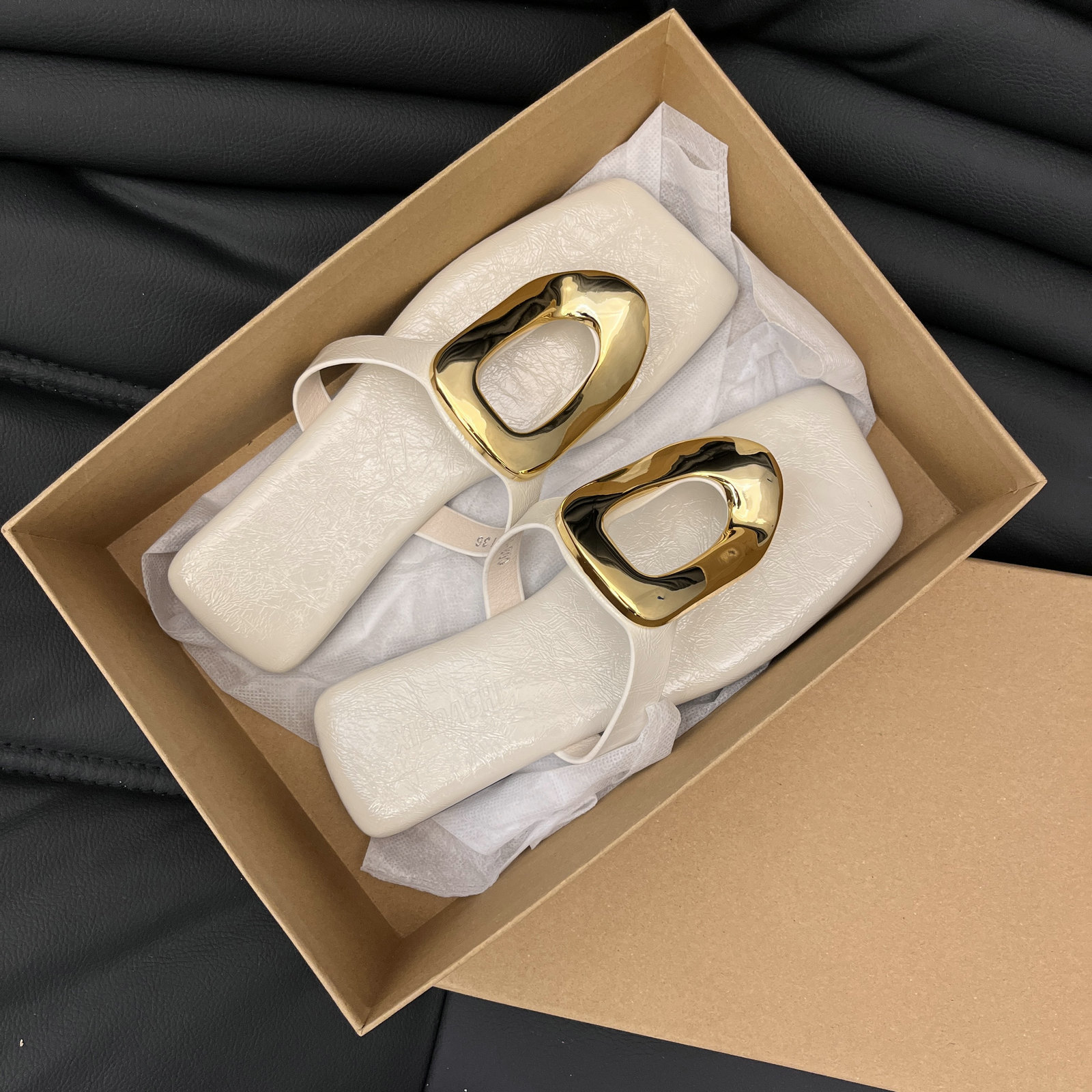 Square Toe Post Metal Sandals