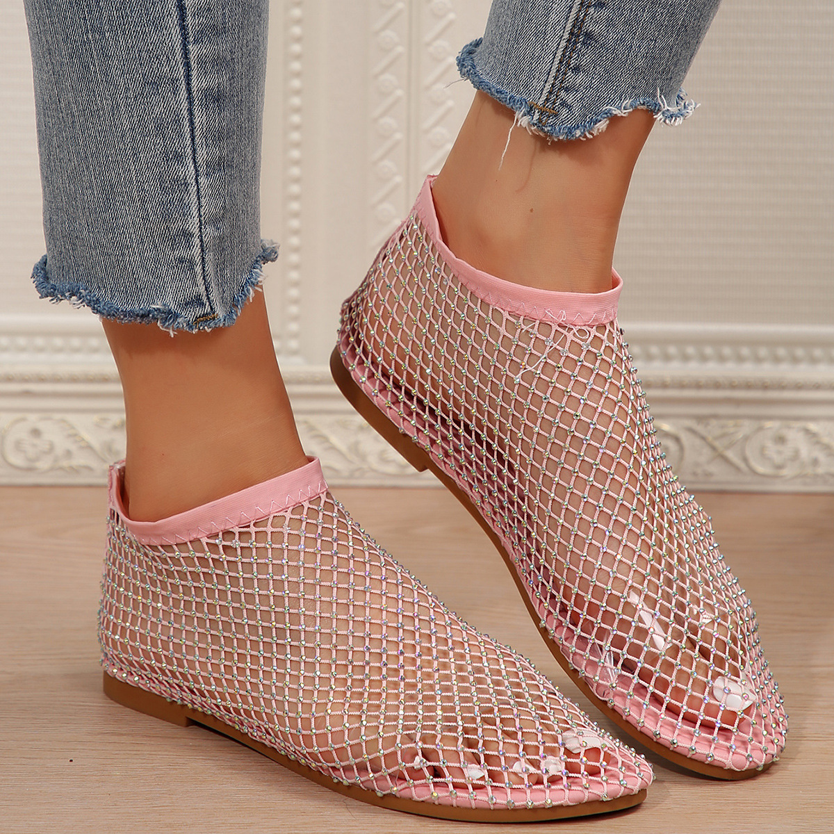 Rhinestone Round Toe Sandals