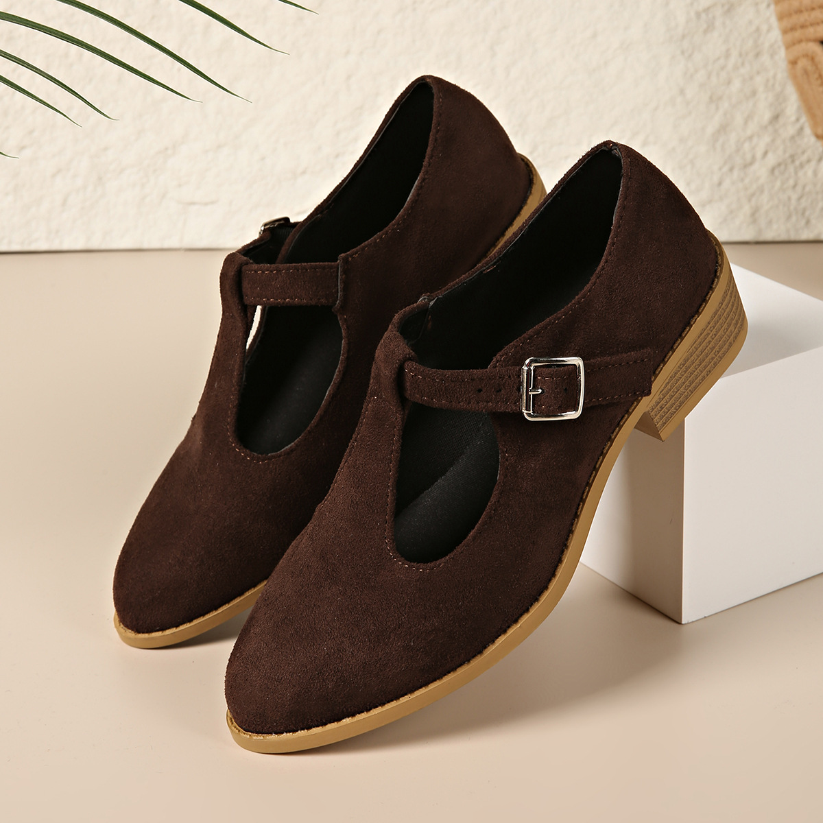 Classic Suede Block Heel Slip-Ons