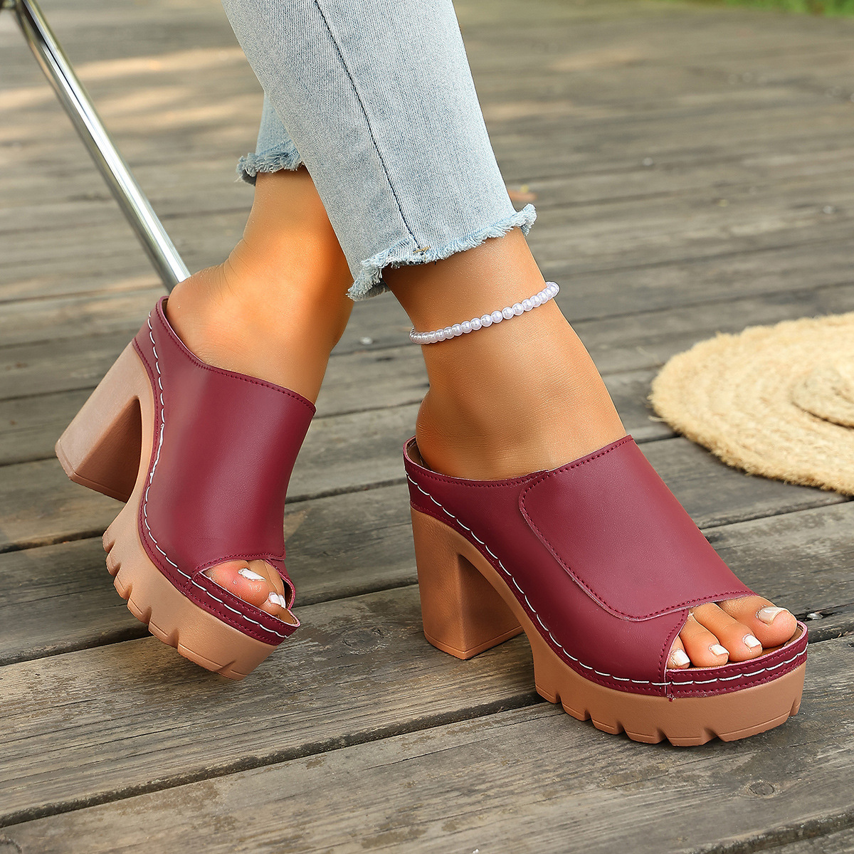 Open Toe Block Heels Sandals