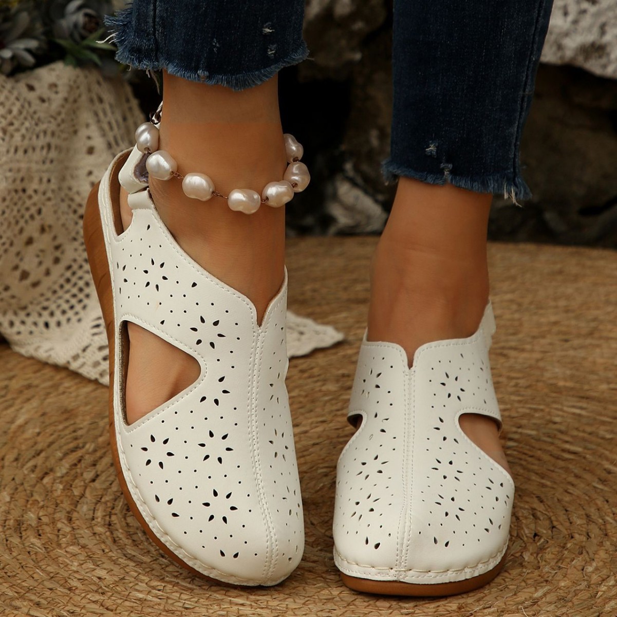Round Toe Wedge Sandals