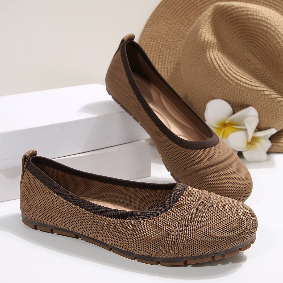 Mesh Round Toe Flat Slip-Ons