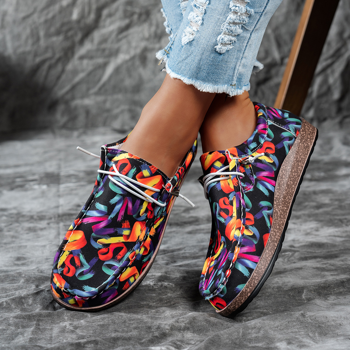 Colorful Printed Casual Loafers