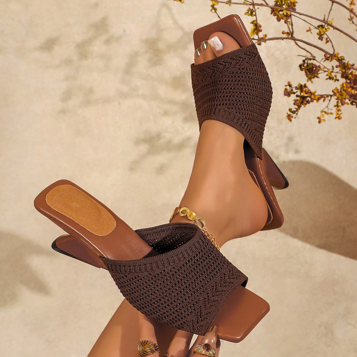 Open Toe Block Heels Sandals