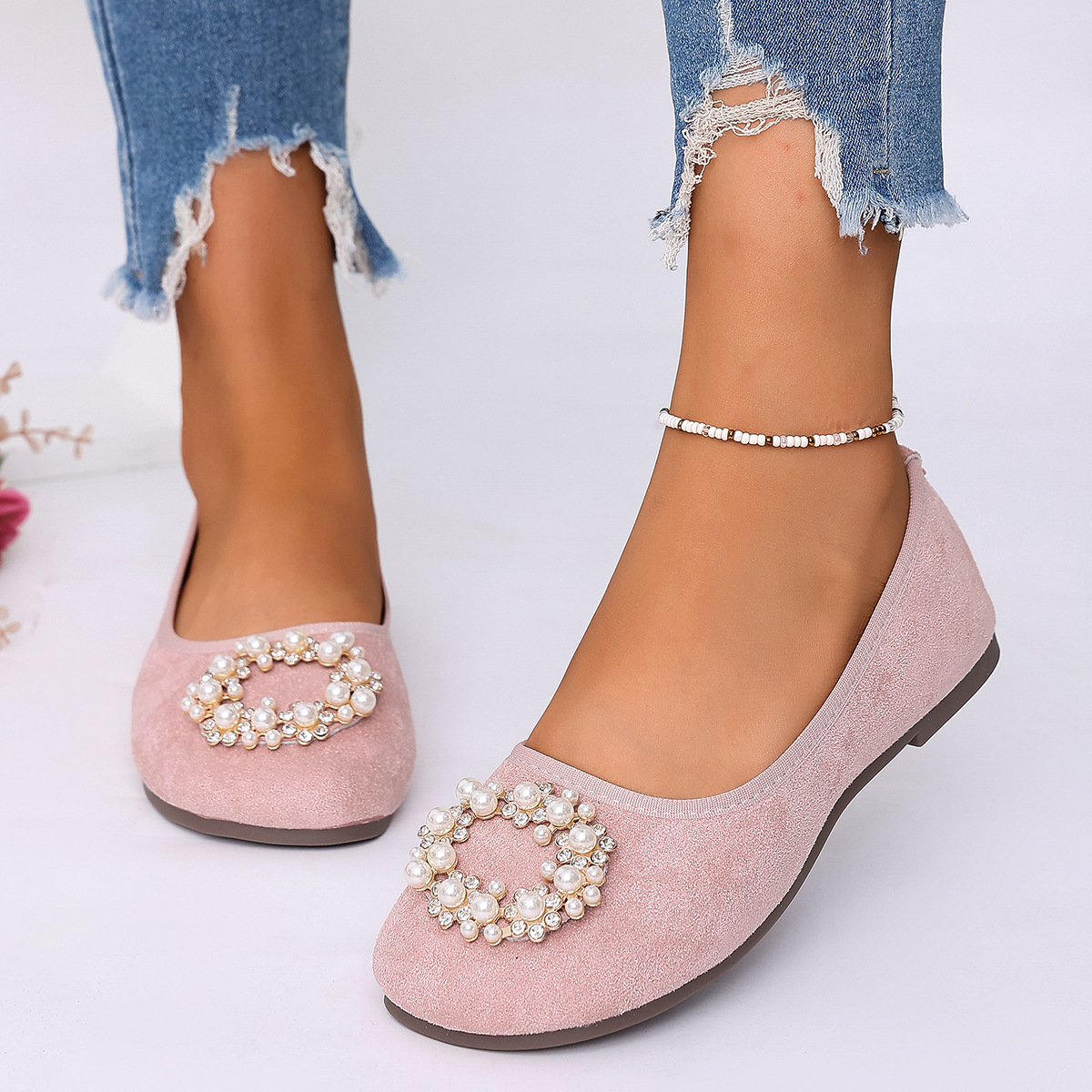 Pearl Embellished Slip-Ons