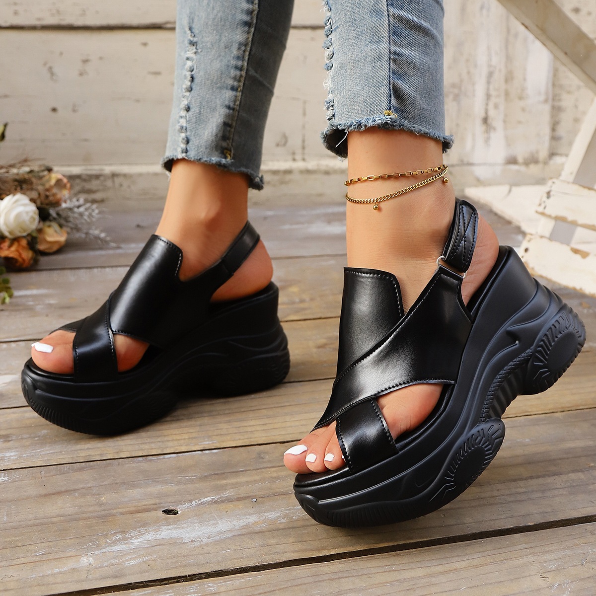 Open Toe Wedge Sandals