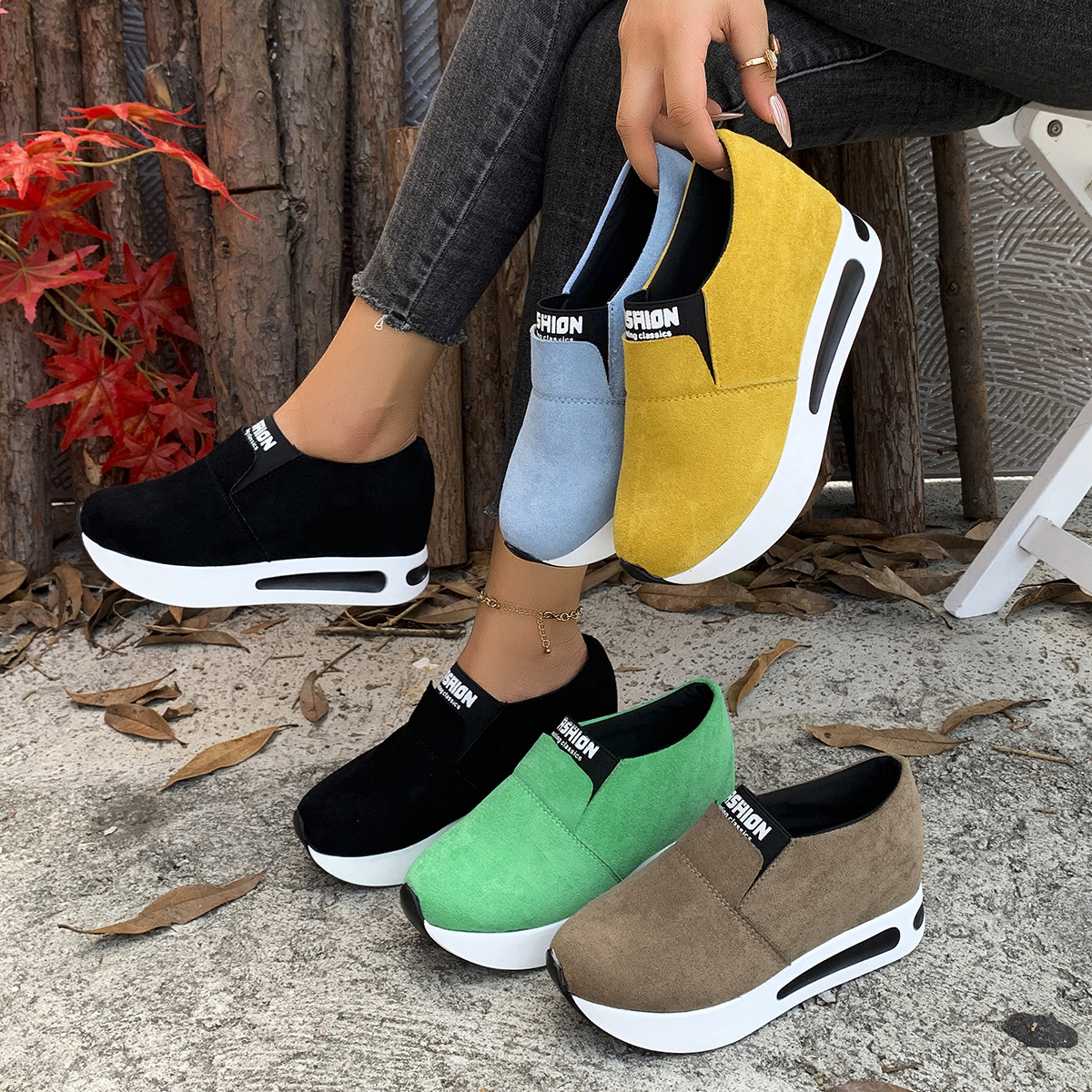 Round Toe Platform Slip-Ons