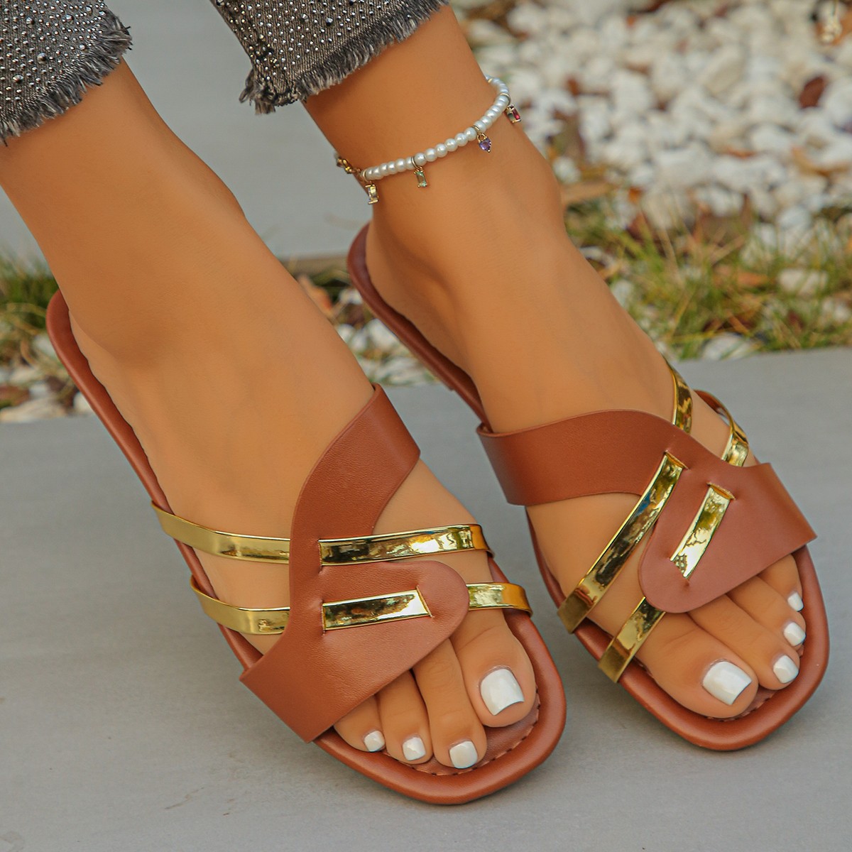 Open Toe Flats Sandals