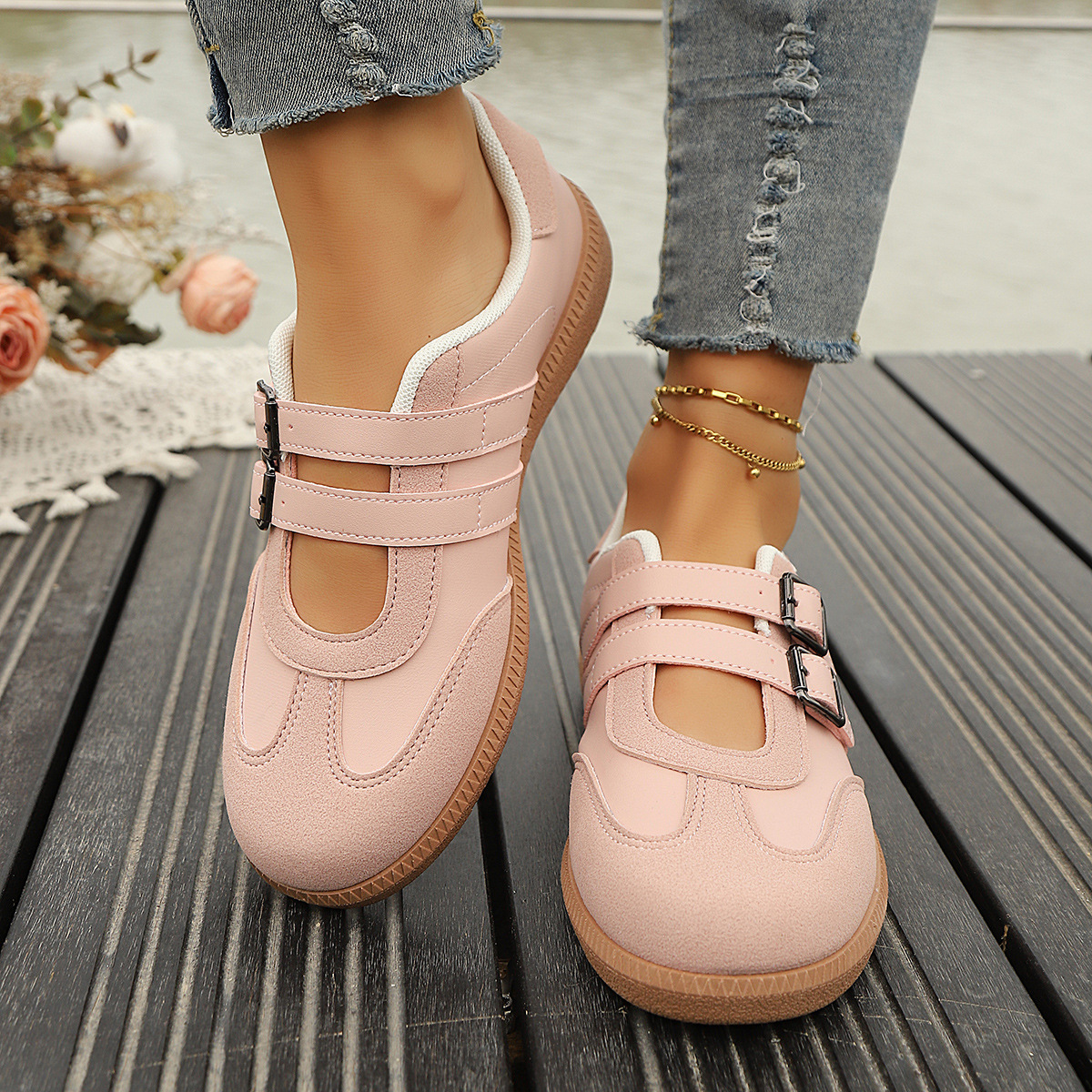 Buckle Strap Casual Sneakers