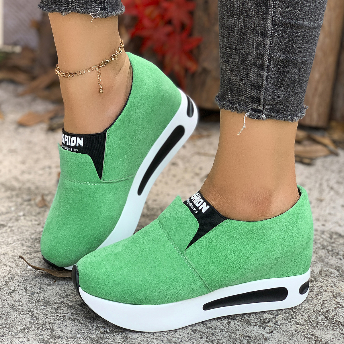 Round Toe Platform Slip-Ons