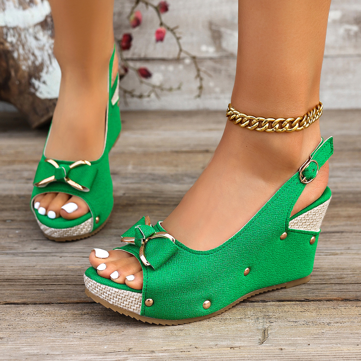 Peep Toe Wedge Sandals