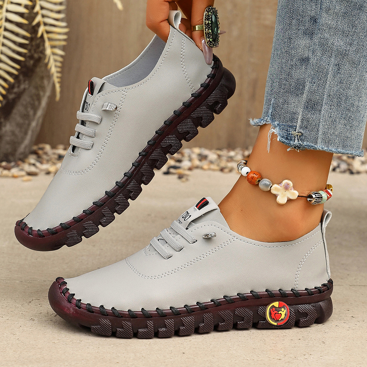 Round Toe Lace Up Sneakers