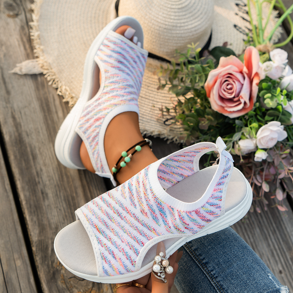 Peep Toe Flats Sandals