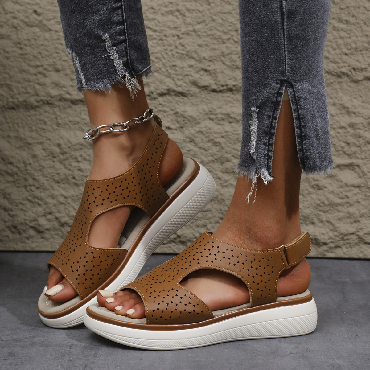 Cutout Platform Sandals