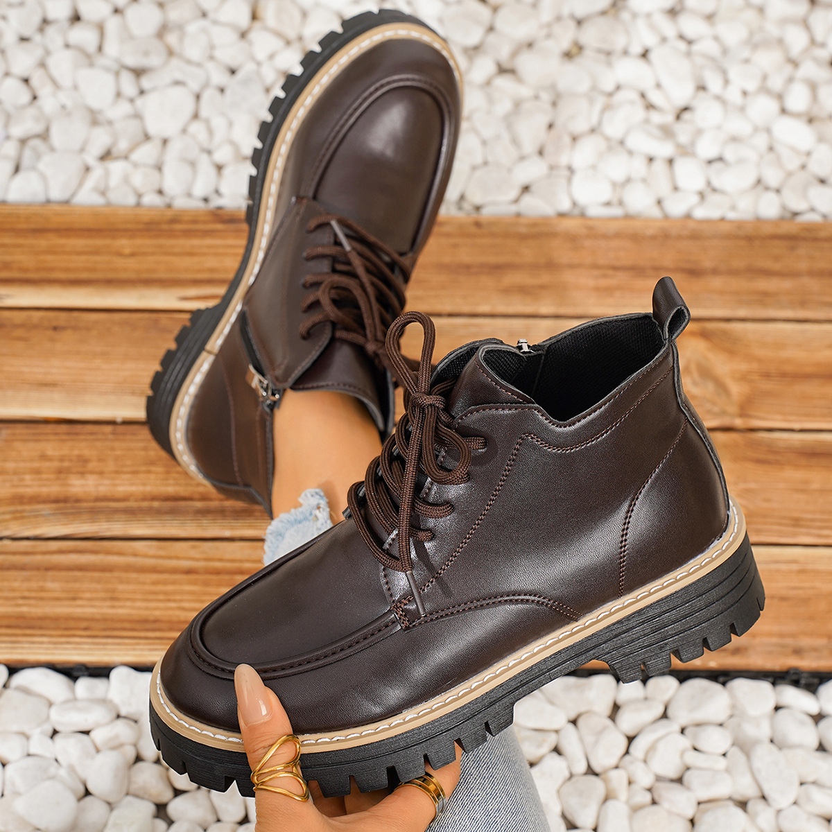 Chunky Lace-Up Combat Boots
