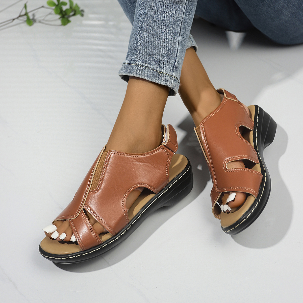 Peep Toe Wedge Sandals