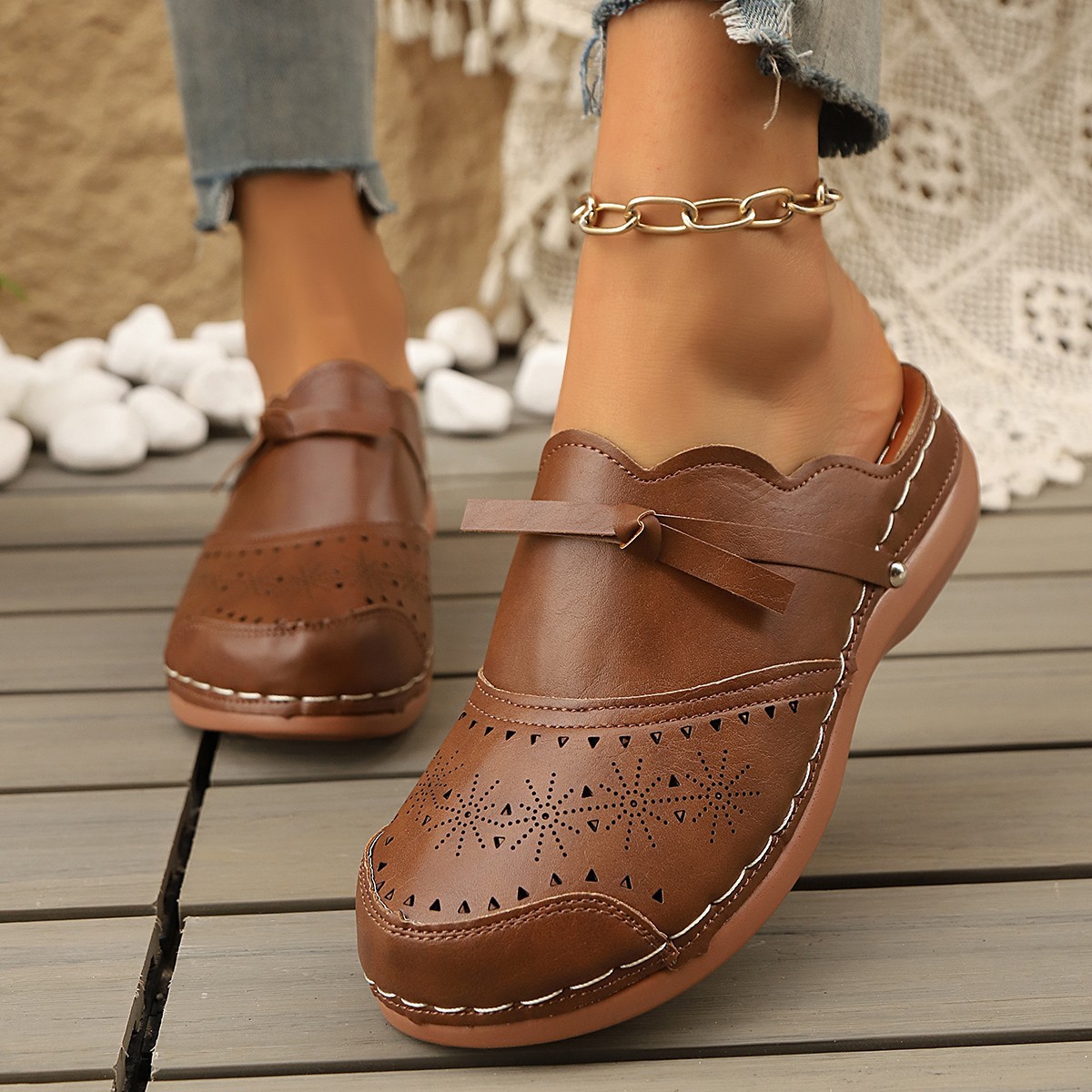 Round Toe Wedge Sandals