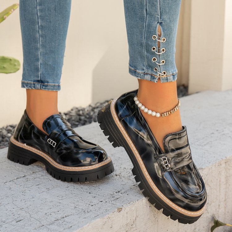 Round Toe Platform Loafers