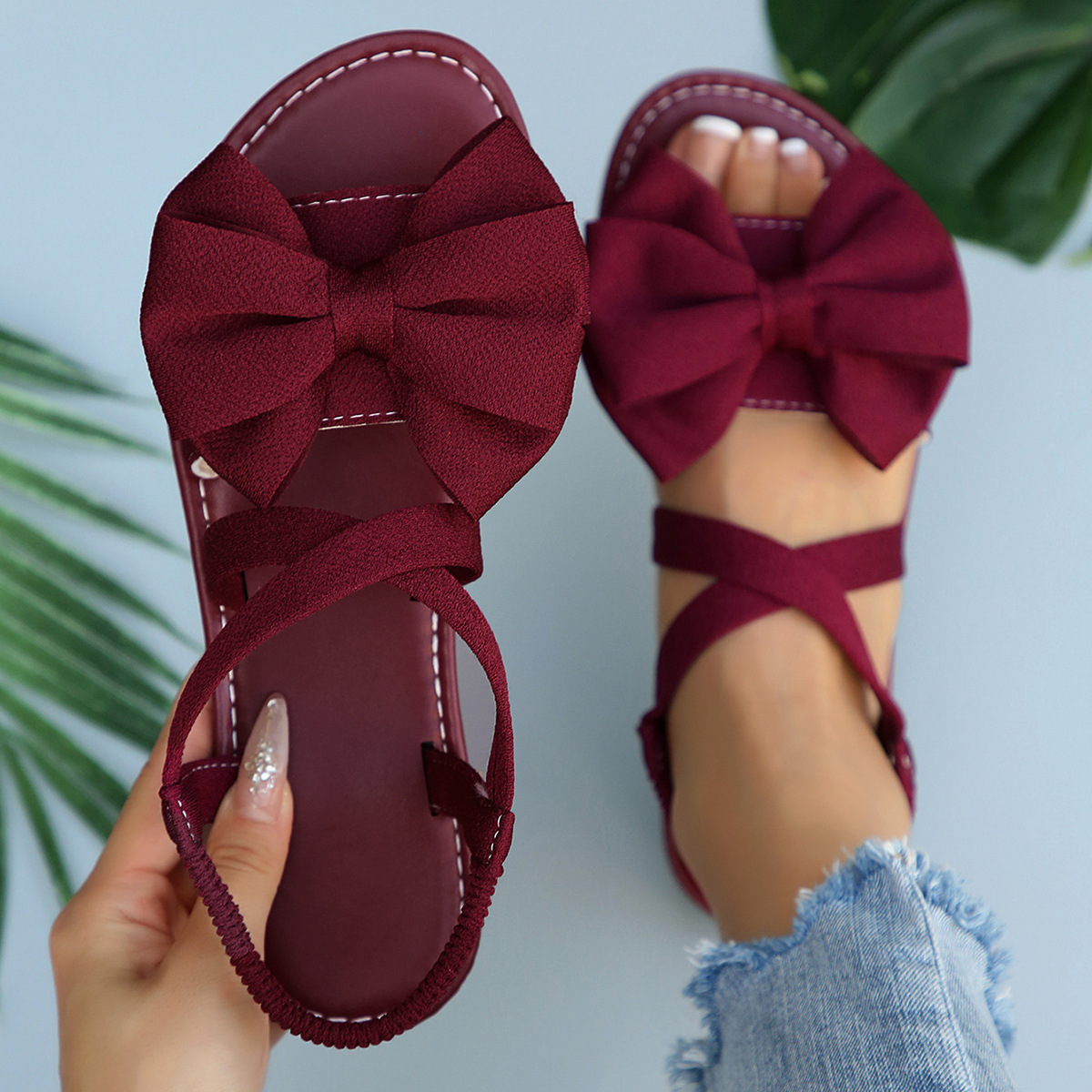 Bow Embellished Flat Sandals