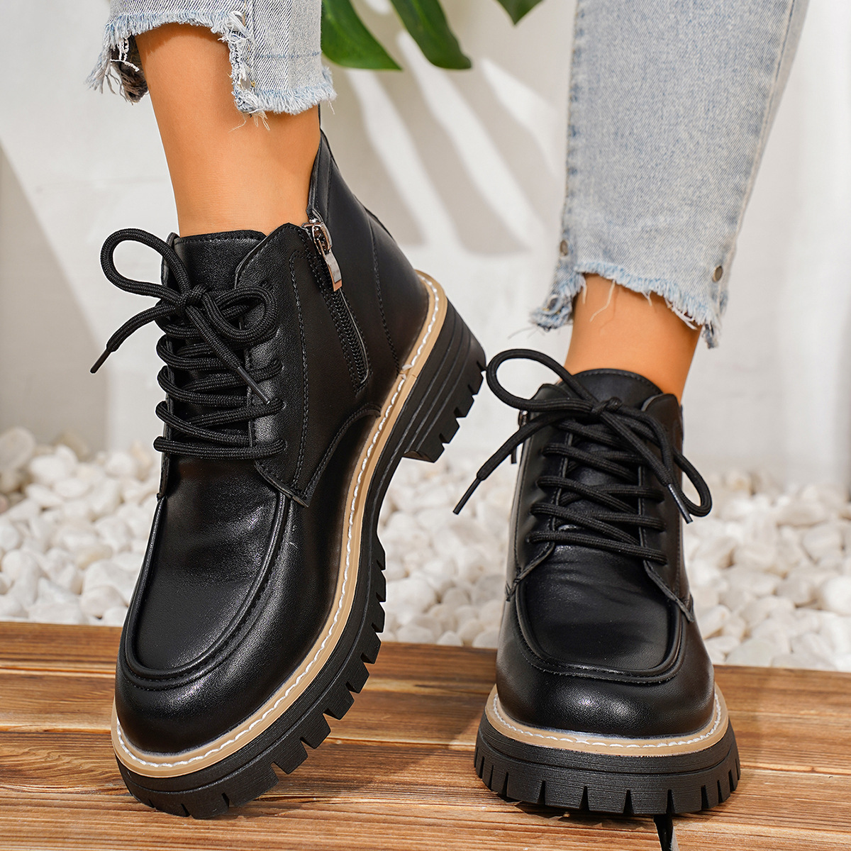 Chunky Lace-Up Combat Boots