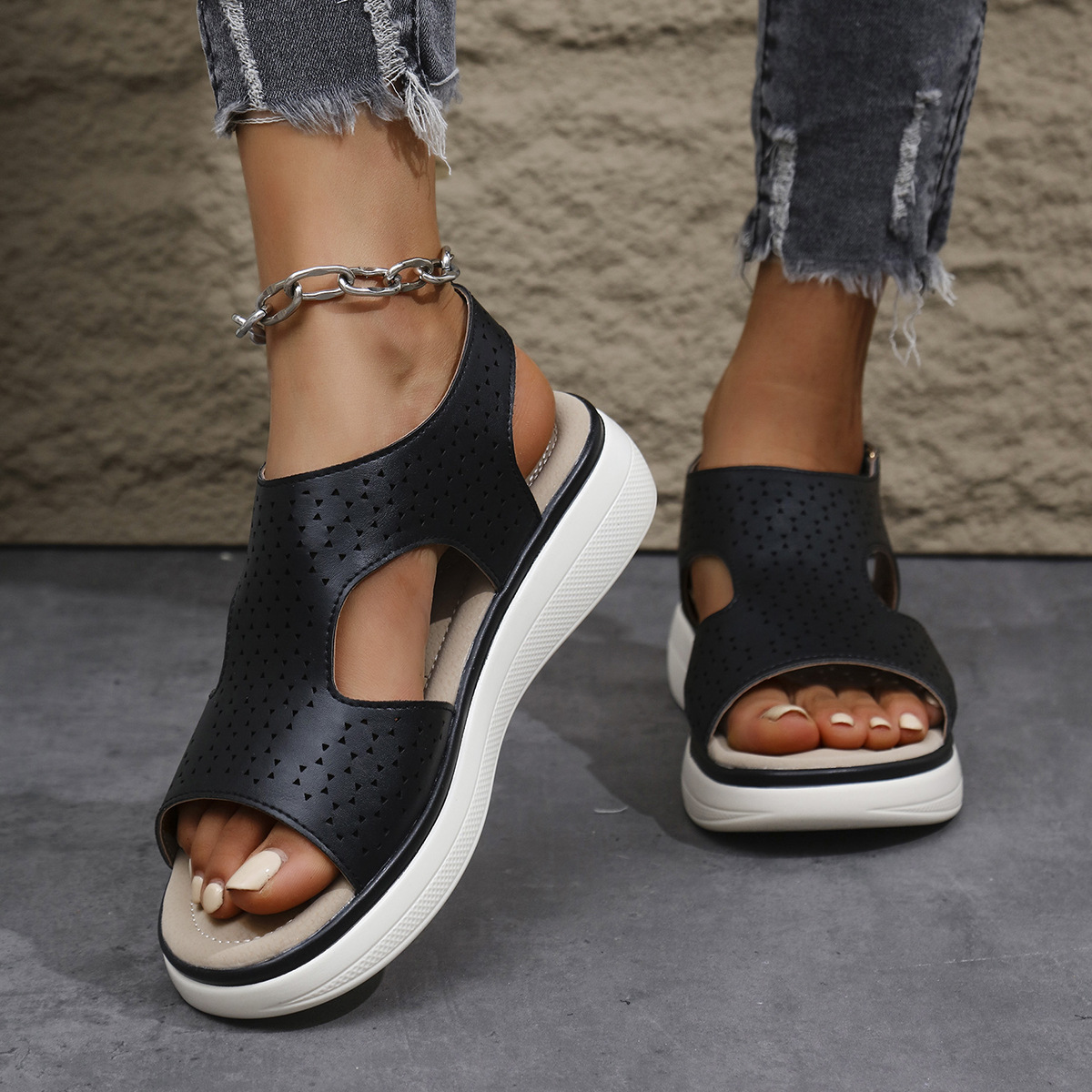 Cutout Platform Sandals