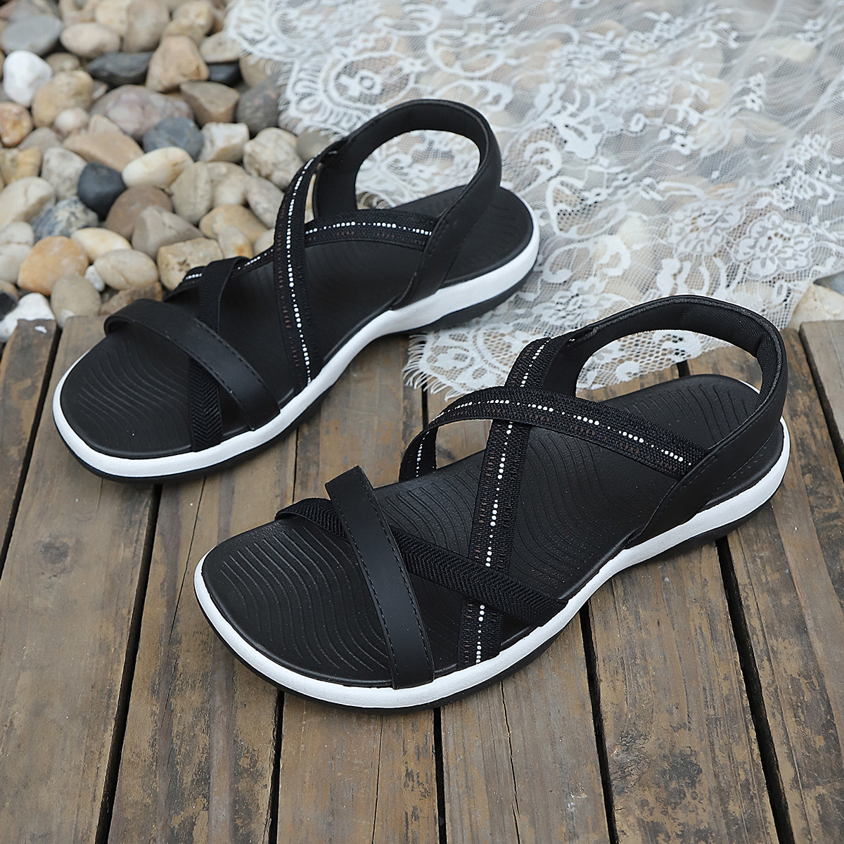 Elastic Strap Comfort Sandals