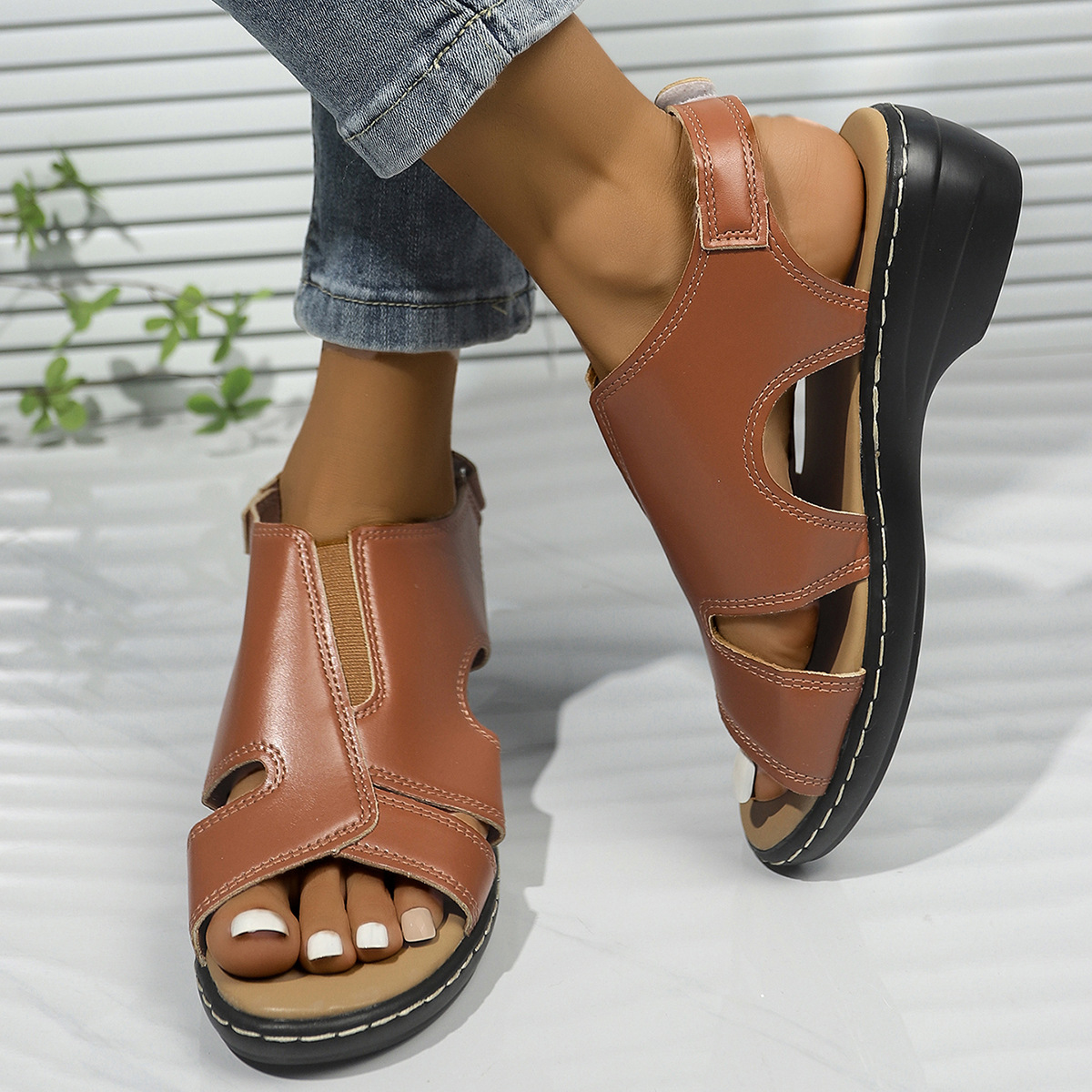 Peep Toe Wedge Sandals