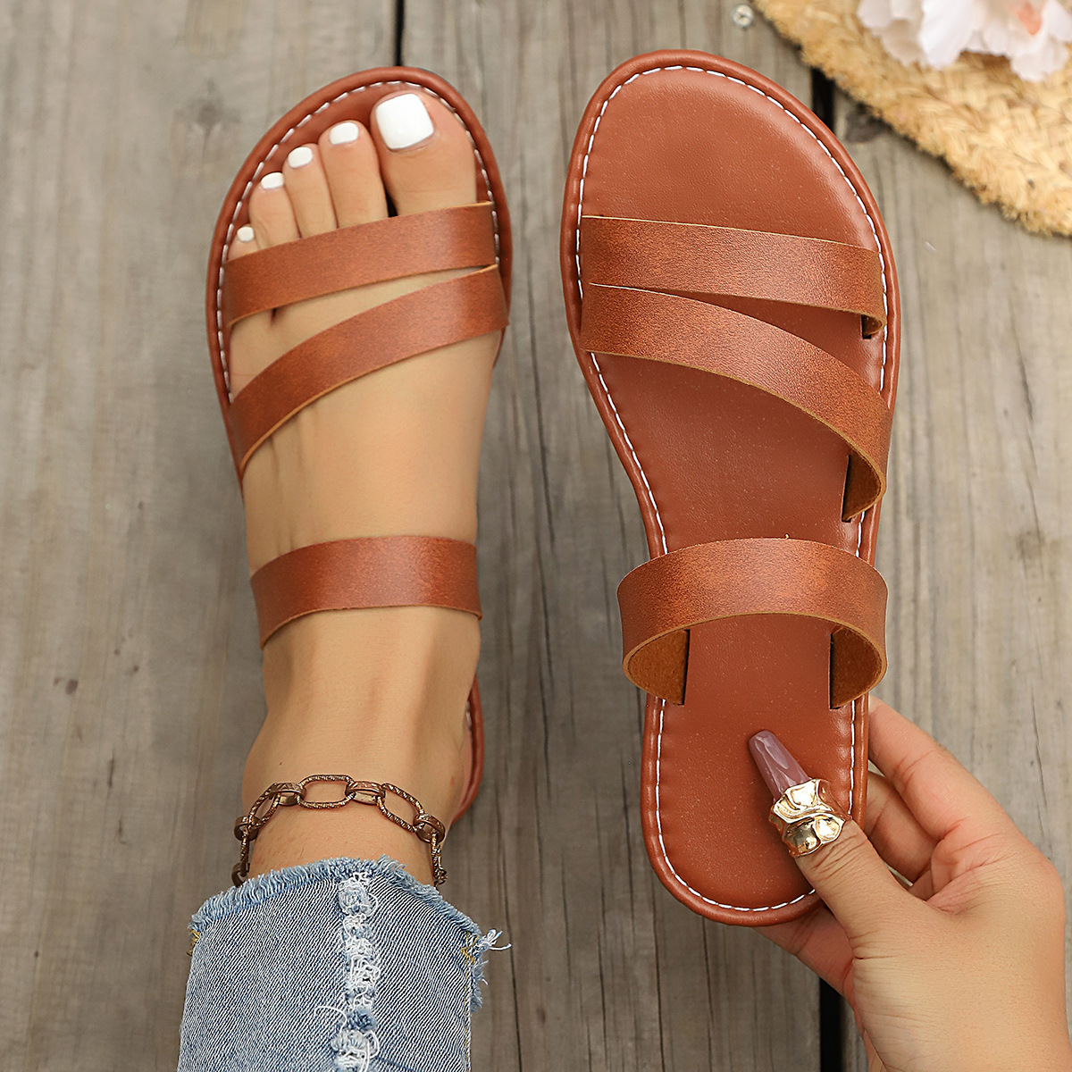Open Toe Flats Sandals
