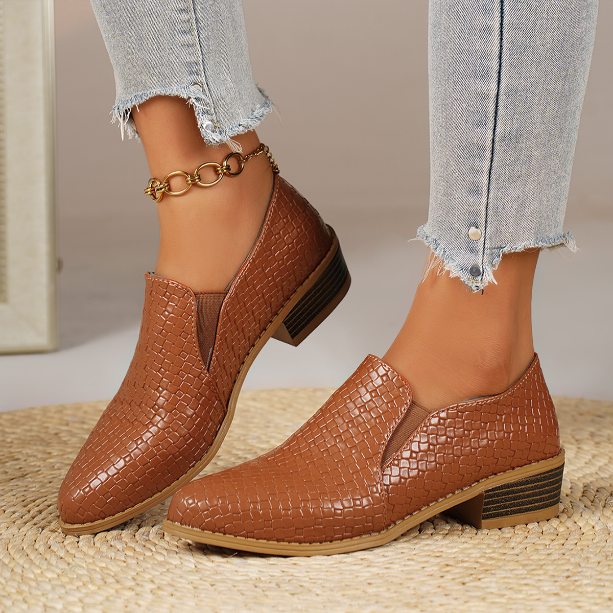 Point Toe Block Heels Loafers