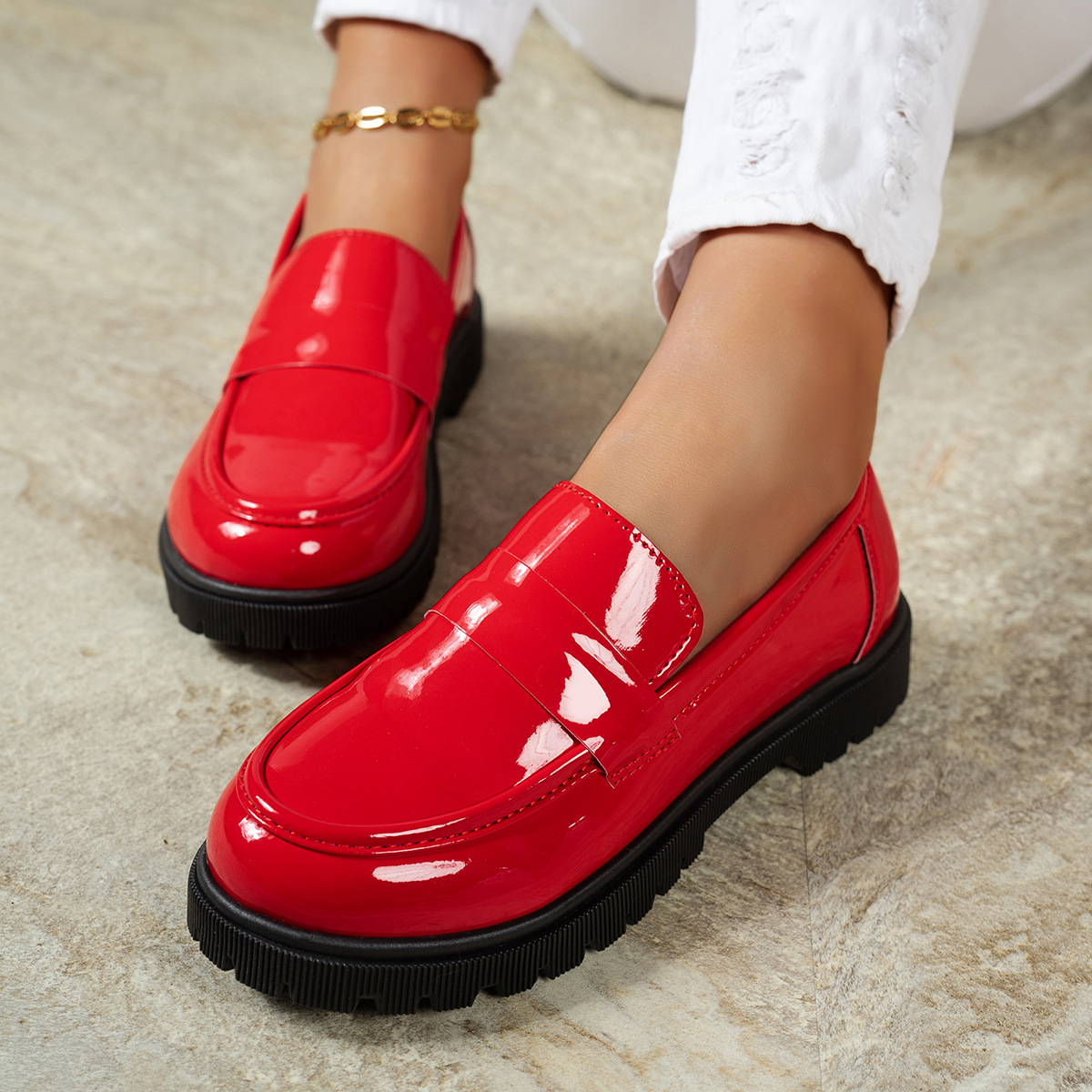 Round Toe Platform Loafers