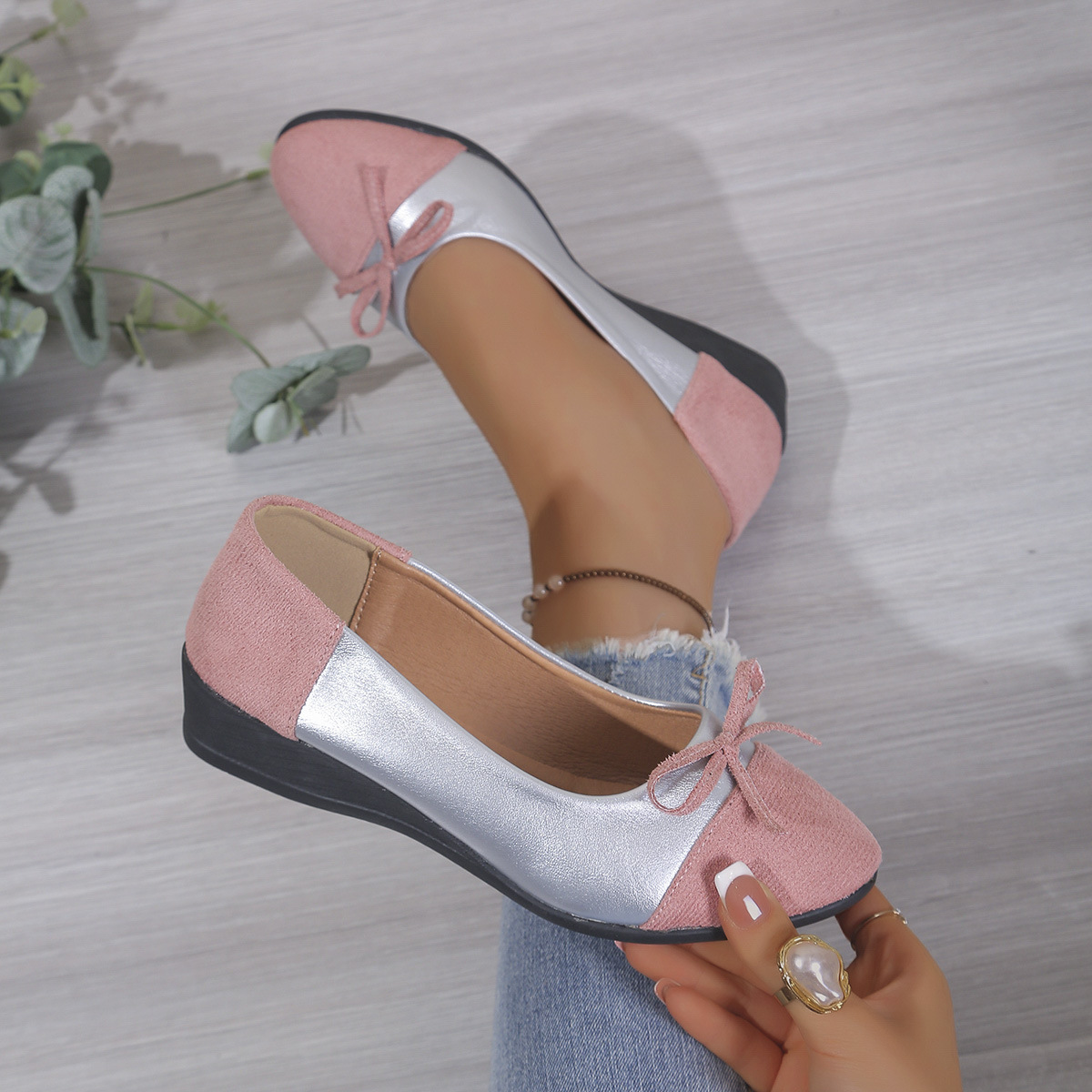 Bow Accent Two-Tone Slip-Ons