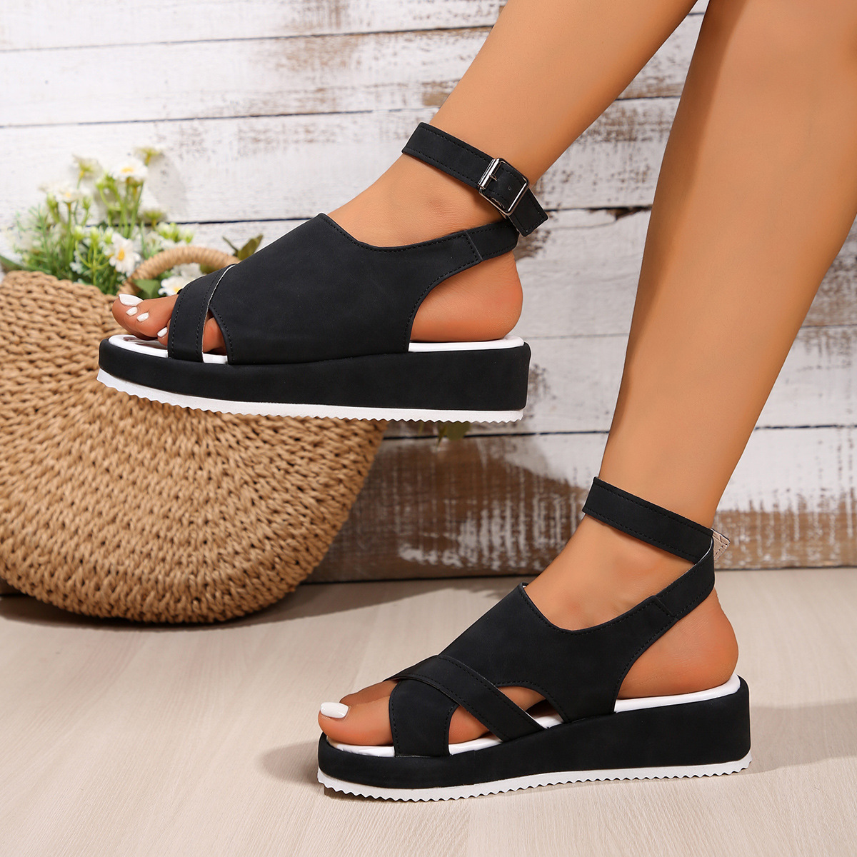 Platform Ankle Strap Comfort Sandals