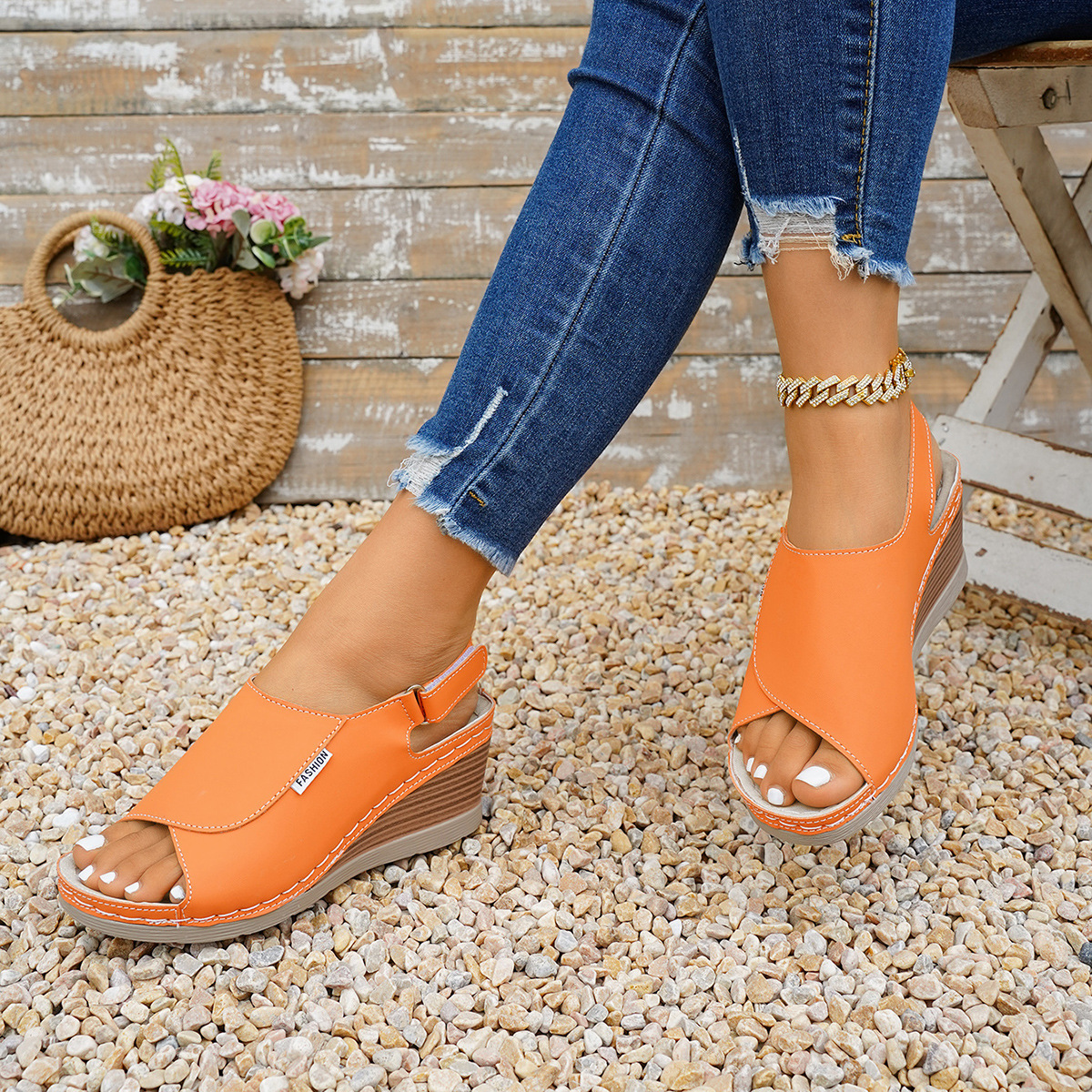 Peep Toe Wedge Sandals