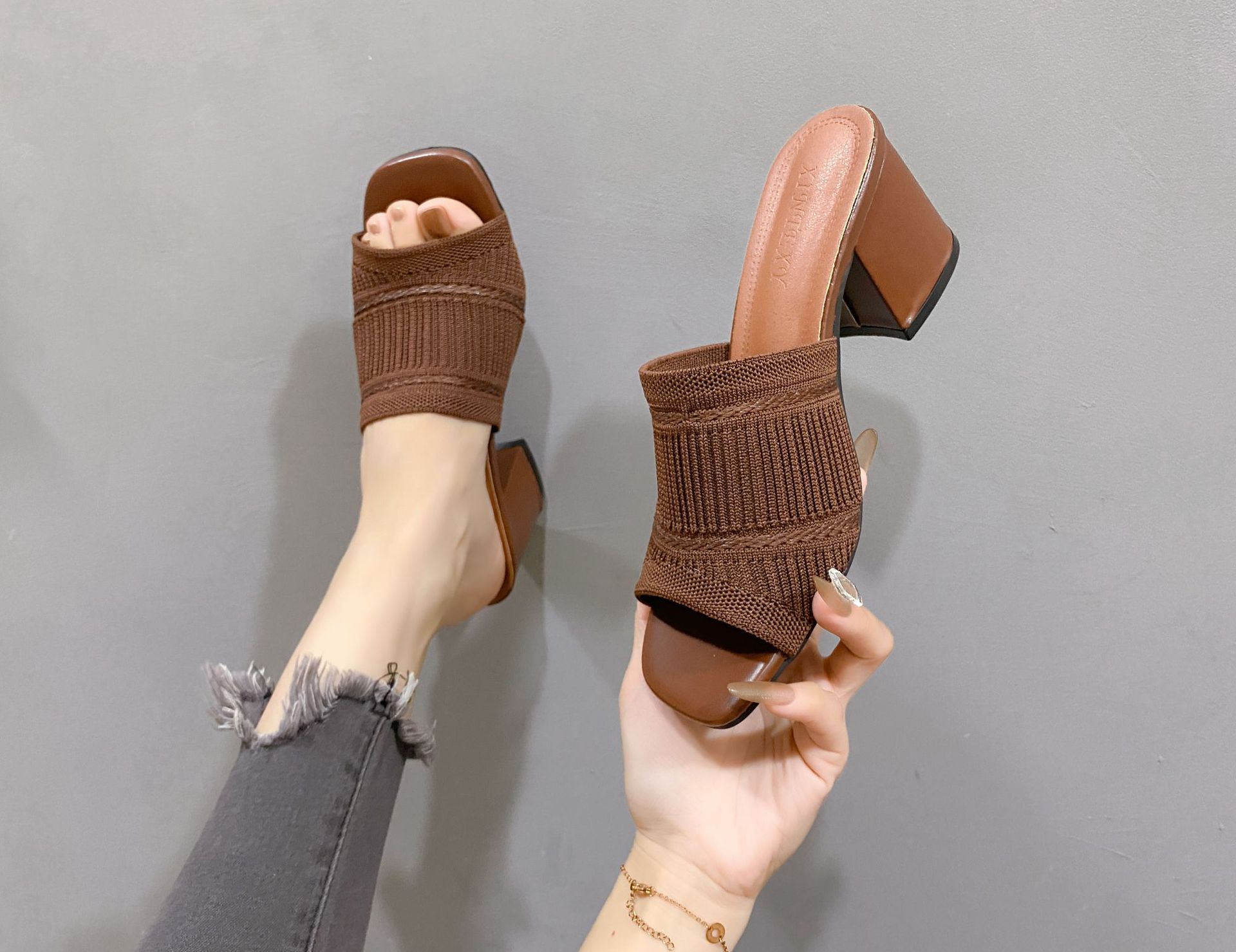 Open Toe Block Heels Sandals