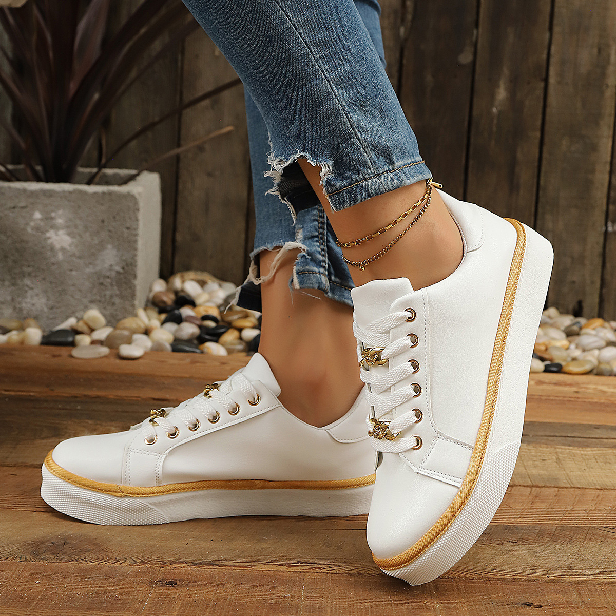 Round Toe Platform Sneakers