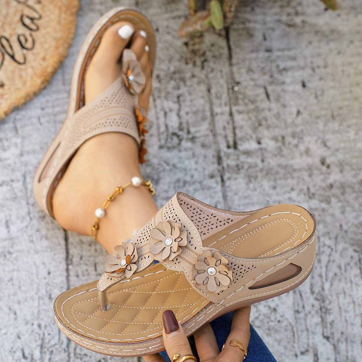 Toe Post Wedge Sandals