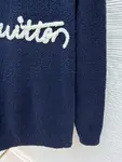 LOUIS VUITTON Letter Embroidered Wool Knit Pullover Sweater