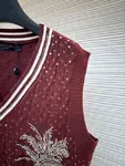 LOUIS VUITTON Letter Embroidery Floral Beaded Sequin Jacquard Knit Vest