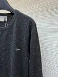 Dior monogrammed color-blocked embroidered wool knit sweater
