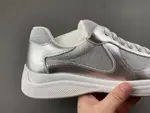 Prada America, silver-grey, white knee-length leather
